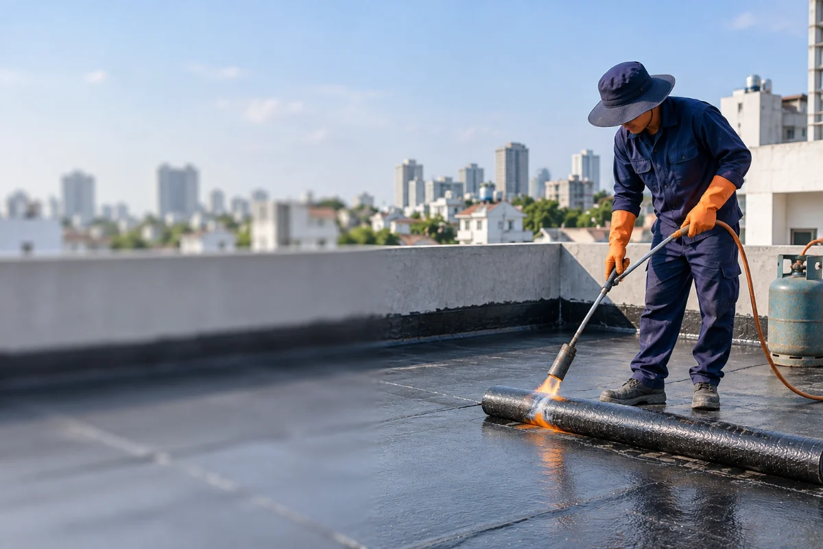 Chống thấm sàn mái bằng màng khò